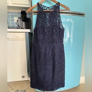 J. Crew Navy Lace Midi Dress